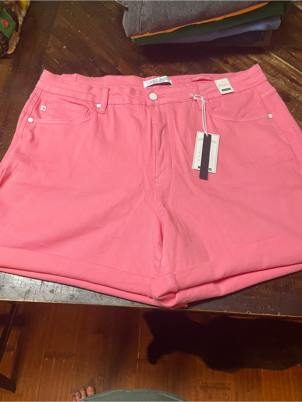 Judy Blue 3XL Pink High Waist Cuffed Denim Shorts NWT